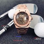 Perfect Replica Audemars Piguet Royal Oak Rose Gold Brown Skeleton Dial Watches